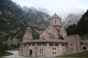 Image of Church Surrounded With Mountains