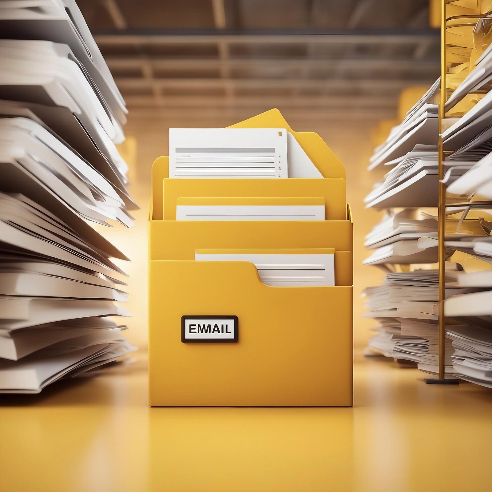3D Yellow Folder Document and Paper Files