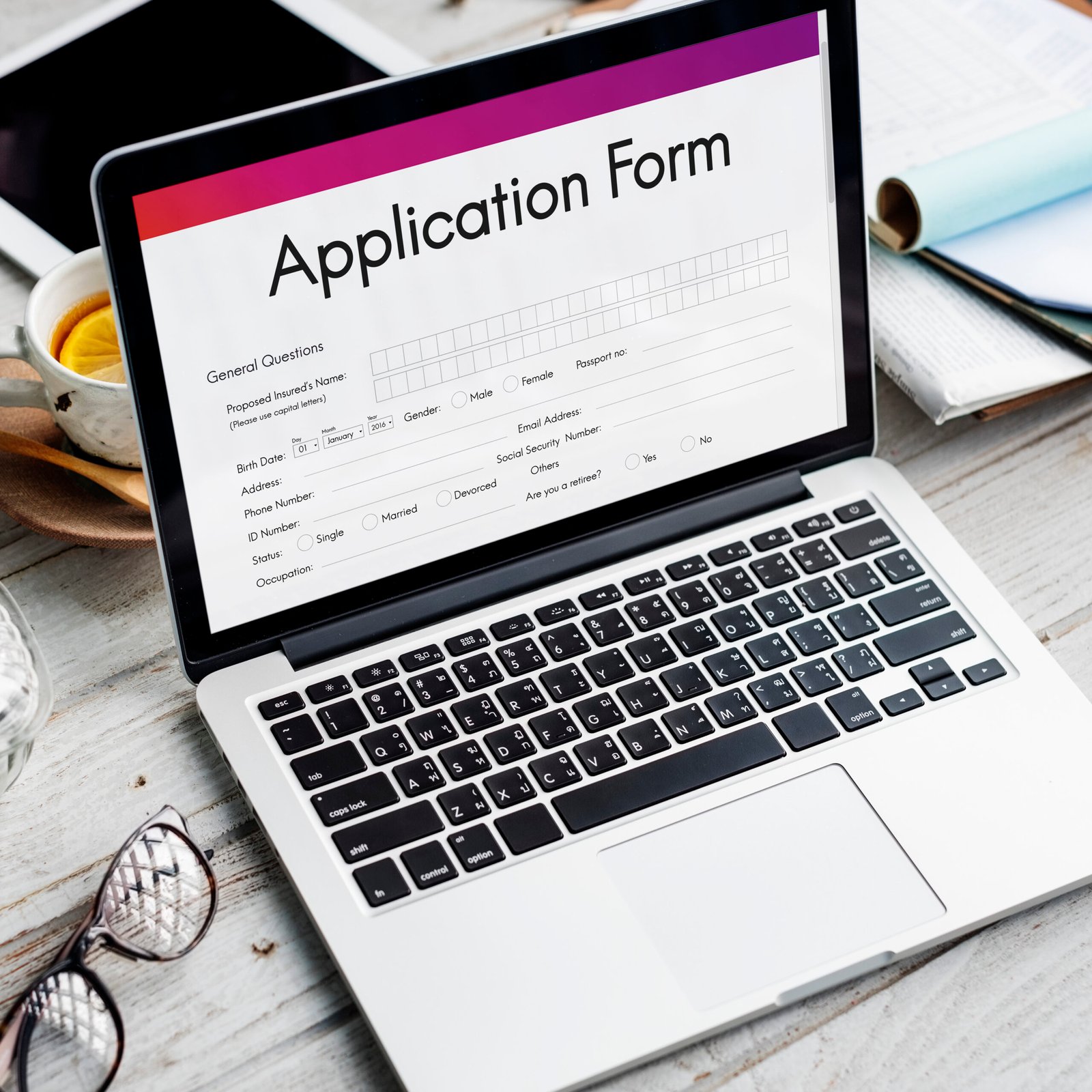 Application Form on Laptop Screen
